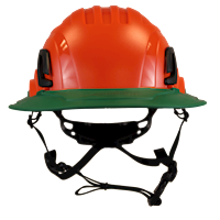 Type II + Non-Vented Hi-Viz Orange Safety Helmet with Forest Green FlexBrim (T2NHOFBFG - Front)