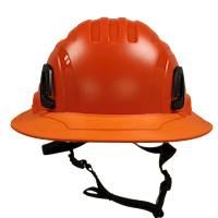 Type II + Non-Vented Hi-Viz Orange Safety Helmet with Hi-Viz Orange FlexBrim (T2NHOFBHO - Front)
