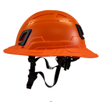 Type II + Non-Vented Hi-Viz Orange Safety Helmet with Hi-Viz Orange FlexBrim (T2NHOFBHO - Left)
