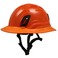 Type II + Non-Vented Hi-Viz Orange Safety Helmet with Orange FlexBrim (T2NHOFBOR - Three Quarter View)