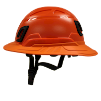 Type II + Non-Vented Hi-Viz Orange Safety Helmet with Orange FlexBrim (T2NHOFBOR - Left)