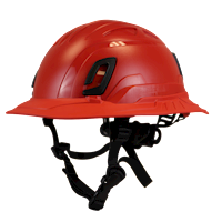 Type II + Non-Vented Hi-Viz Orange Safety Helmet with Red FlexBrim (T2NHOFBRD - Three Quarter View)