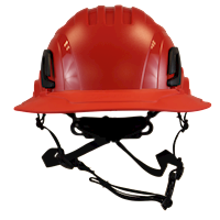 Type II + Non-Vented Hi-Viz Orange Safety Helmet with Red FlexBrim (T2NHOFBRD - Front)