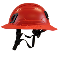 Type II + Non-Vented Hi-Viz Orange Safety Helmet with Red FlexBrim (T2NHOFBRD - Left)