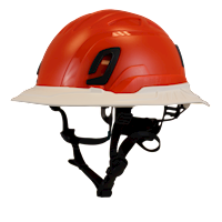 Type II + Non-Vented Hi-Viz Orange Safety Helmet with White FlexBrim (T2NHOFBWH - Three Quarter View)