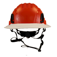 Type II + Non-Vented Hi-Viz Orange Safety Helmet with White FlexBrim (T2NHOFBWH - Front)
