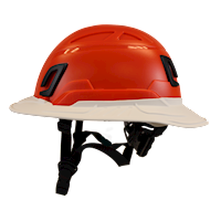 Type II + Non-Vented Hi-Viz Orange Safety Helmet with White FlexBrim (T2NHOFBWH - Left)