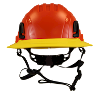 Type II + Non-Vented Hi-Viz Orange Safety Helmet with Yellow FlexBrim (T2NHOFBYL - Front)