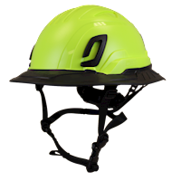 Type II + Non-Vented Hi-Viz Yellow Safety Helmet with Black FlexBrim (T2NHYFBBK - Three Quarter View)