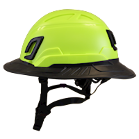 Type II + Non-Vented Hi-Viz Yellow Safety Helmet with Black FlexBrim (T2NHYFBBK - Left)