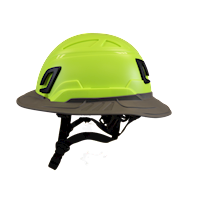 Type II + Non-Vented Hi-Viz Yellow Safety Helmet with Dove Gray FlexBrim (T2NHYFBDG - Left)