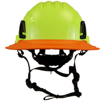 Type II + Non-Vented Hi-Viz Yellow Safety Helmet with Hi-Viz Orange FlexBrim (T2NHYFBHO - Front)