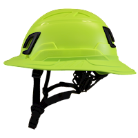 Type II + Non-Vented Hi-Viz Yellow Safety Helmet with Hi-Viz Yellow FlexBrim (T2NHYFBHY - Left)