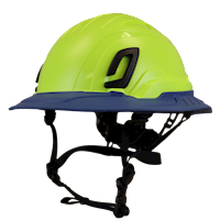 Type II + Non-Vented Hi-Viz Yellow Safety Helmet with Kentucky Blue FlexBrim (T2NHYFBKB - Three Quarter View)