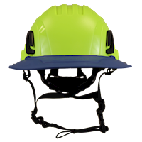 Type II + Non-Vented Hi-Viz Yellow Safety Helmet with Kentucky Blue FlexBrim (T2NHYFBKB - Front)