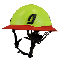Type II + Non-Vented Hi-Viz Yellow Safety Helmet with Red FlexBrim (T2NHYFBRD - Three Quarter View) - 2