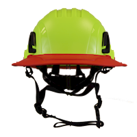Type II + Non-Vented Hi-Viz Yellow Safety Helmet with Red FlexBrim (T2NHYFBRD - Front)