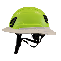 Type II + Non-Vented Hi-Viz Yellow Safety Helmet with White FlexBrim (T2NHYFBWH - Left)