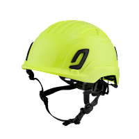 Type II + Non-Vented Hi-Viz Yellow Safety Helmet with Mips Technology (T2NHYM - Three Quarter View)
