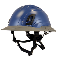 Type II + Non-Vented Kentucky Blue Safety Helmet with Dove Gray FlexBrim (T2NKBFBDG - Three Quarter View)