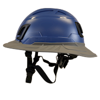 Type II + Non-Vented Kentucky Blue Safety Helmet with Dove Gray FlexBrim (T2NKBFBDG - Left)