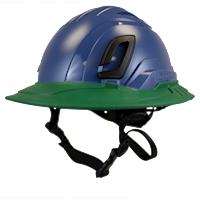 Type II + Non-Vented Kentucky Blue Safety Helmet with Forest Green FlexBrim (T2NKBFBFG - Three Quarter)
