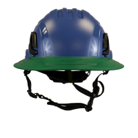 Type II + Non-Vented Kentucky Blue Safety Helmet with Forest Green FlexBrim (T2NKBFBFG - Front)