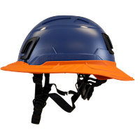 Type II + Non-Vented Kentucky Blue Safety Helmet with Orange FlexBrim (T2NKBFBOR - Left)