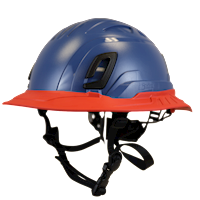 Type II + Non-Vented Kentucky Blue Safety Helmet with Red FlexBrim (T2NKBFBRD - Three Quarter View)