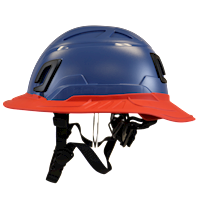 Type II + Non-Vented Kentucky Blue Safety Helmet with Red FlexBrim (T2NKBFBRD - Left)