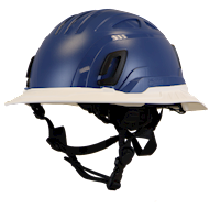 Type II + Non-Vented Kentucky Blue Safety Helmet with White FlexBrim (T2NKBFBWH - Three Quarter View)