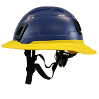Type II + Non-Vented Kentucky Blue Safety Helmet with Yellow FlexBrim (T2NKBFBYL - Left)