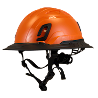 Type II + Non-Vented Orange Safety Helmet with Black FlexBrim (T2NORFBBK - Three Quarter View)