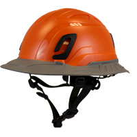 Type II + Non-Vented Orange Safety Helmet with Dove Gray FlexBrim (T2NORFBDG - Three Quarter View)
