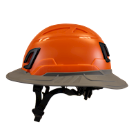 Type II + Non-Vented Orange Safety Helmet with Dove Gray FlexBrim (T2NORFBDG - Left)