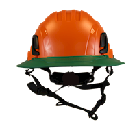 Type II + Non-Vented Orange Safety Helmet with Forest Green FlexBrim (T2NORFBFG - Front)