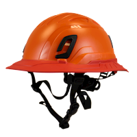 Type II + Non-Vented Orange Safety Helmet with Hi-Viz Orange FlexBrim (T2NORFBHO - Three Quarter View)