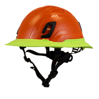 Type II + Non-Vented Orange Safety Helmet with Hi-Viz Yellow FlexBrim (T2NORFBHY - Three Quarter View)