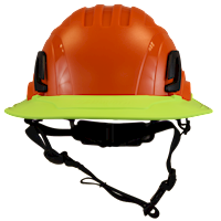 Type II + Non-Vented Orange Safety Helmet with Hi-Viz Yellow FlexBrim (T2NORFBHY - Front)