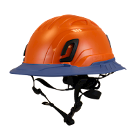Type II + Non-Vented Orange Safety Helmet with Kentucky Blue FlexBrim (T2NORFBKB - Three Quarter View)