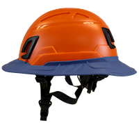 Type II + Non-Vented Orange Safety Helmet with Kentucky Blue FlexBrim (T2NORFBKB - Left)