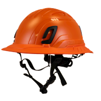 Type II + Non-Vented Orange Safety Helmet with Orange FlexBrim (T2NORFBOR - Three Quarter View)