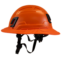Type II + Non-Vented Orange Safety Helmet with Orange FlexBrim (T2NORFBOR - Left)