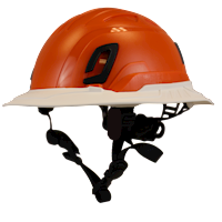 Type II + Non-Vented Orange Safety Helmet with White FlexBrim (T2NORFBWH - Three Quarter View)