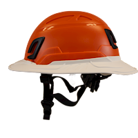 Type II + Non-Vented Orange Safety Helmet with White FlexBrim (T2NORFBWH - Left)
