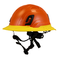 Type II + Non-Vented Orange Safety Helmet with Yellow FlexBrim (T2NORFBYL - Three Quarter View)