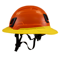 Type II + Non-Vented Orange Safety Helmet with Yellow FlexBrim (T2NORFBYL - Left)