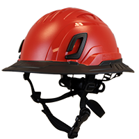 Type II + Non-Vented Red Safety Helmet with Black FlexBrim (T2NRDFBBK - Three Quarter View)