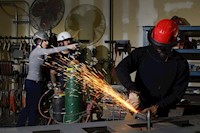 Type II + Non-Vented Red Safety Helmet with Black FlexBrim (T2NRDFBBK - Action-1)