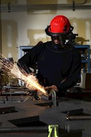 Type II + Non-Vented Red Safety Helmet with Black FlexBrim (T2NRDFBBK - Action-2)